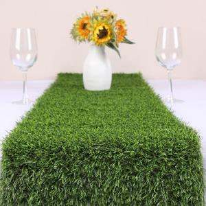 Kesfey Artificial Grass Table Runner 14 x 48 Inch Washable Synthetic Grass Table Runners Durable Trimmable Grass Rug Roll Tabletop Decorations Faux Grass Table Runner for Tea Golf Party Decorations