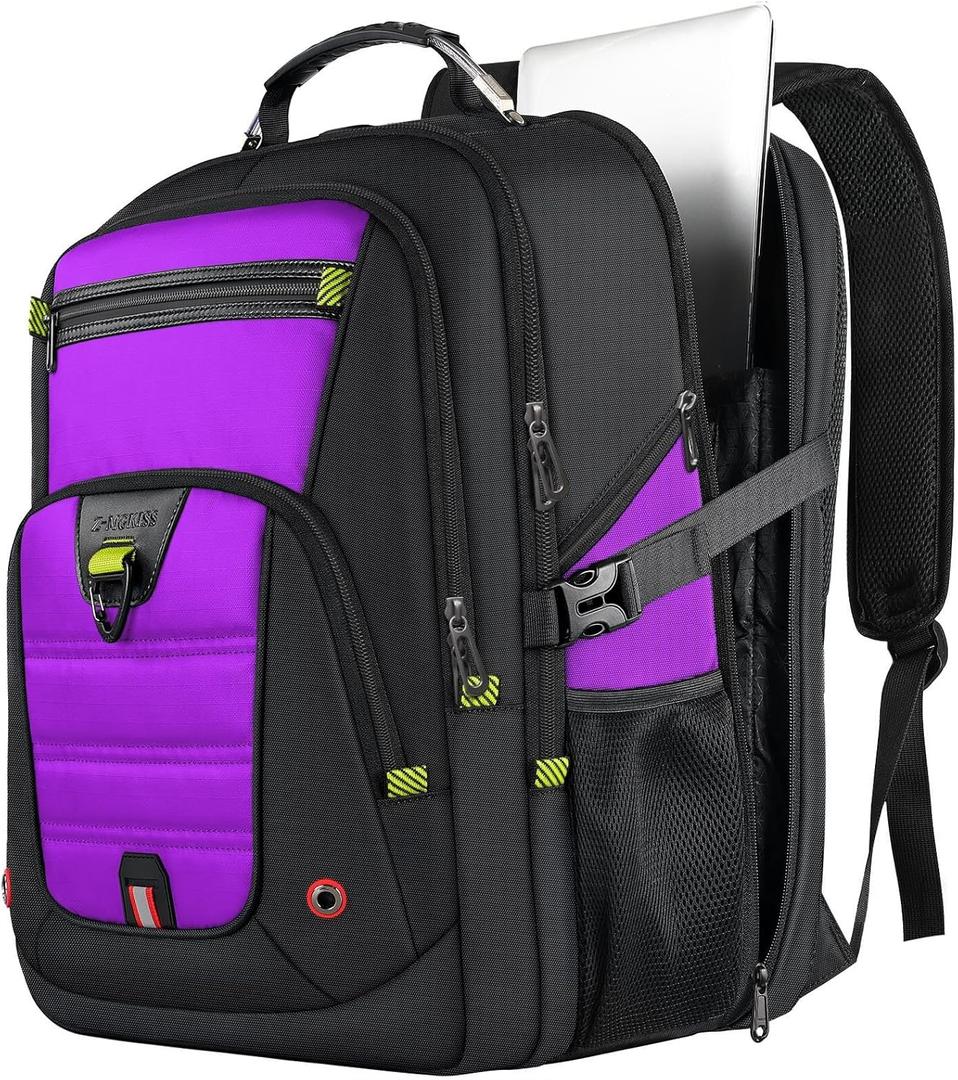 Z-MGKISS Extra Large Laptop Backpack, Water-Resistant 18.4-19 Inch Travel Backpack for Men & Women - Stylish Purple School Bag with USB Charging Port and Multiple Compartments