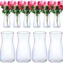 Thenshop 10 Pcs 8'' Tall Clear Flower Vase Wide Mouth Crystal Glass Boho Decorative for Centerpieces Bulk Tall Vase for Flower Bouquets Rustic Home Decor Wedding Housewarming Gift (Neon Clear)