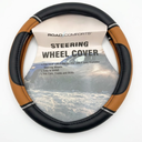 Road Comforts Steering Wheel Cover Black Tan Universal Fits 14.5 15.5 Inch Cars