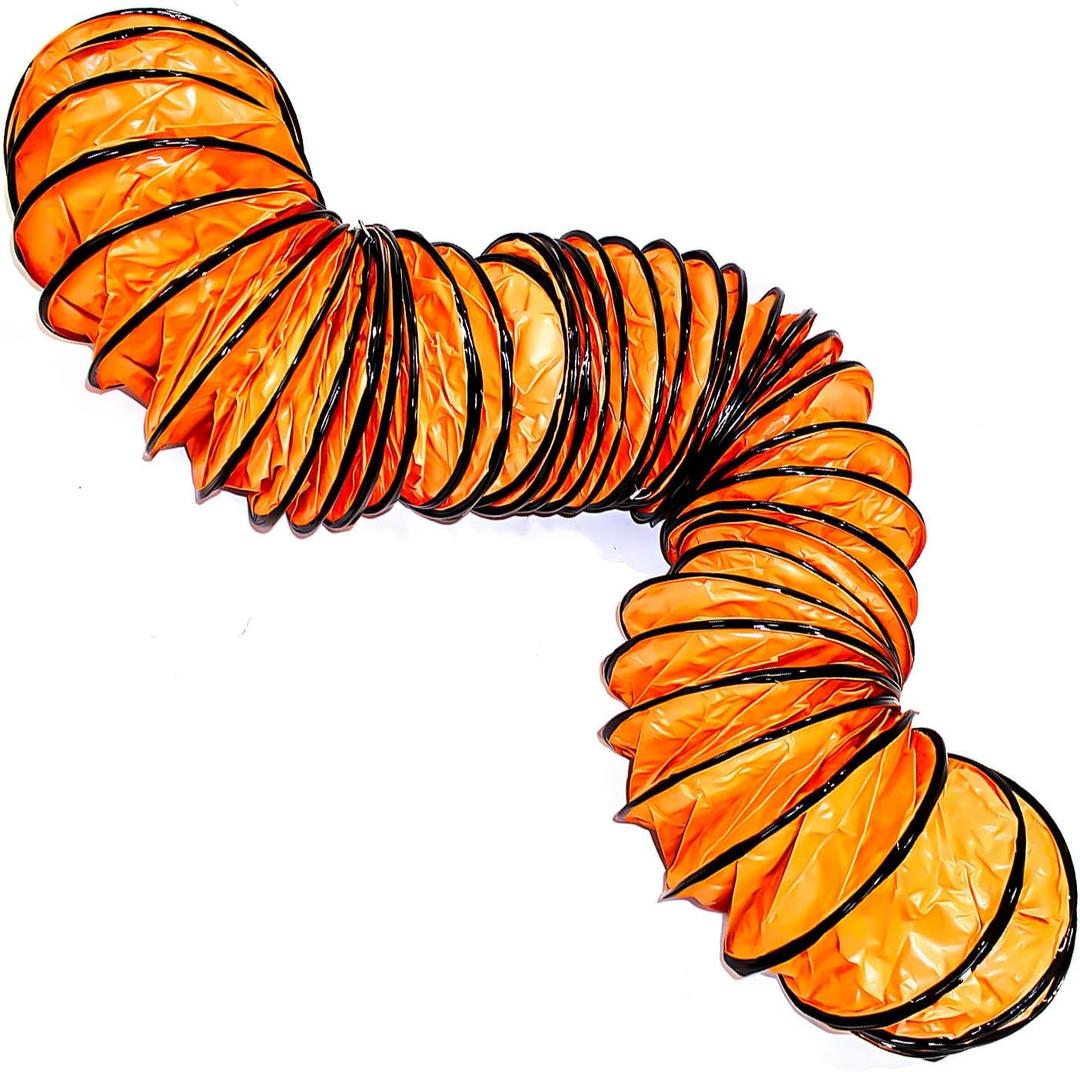 12"33FT PVC Flexible Duct Hose, Flame Retardant HVAC Ducting with Adjustable Rope, D Hook & Steel Support for Ventilation, Exhaust, Drying, and Cooling Applications
