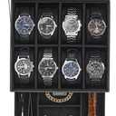 ProCase Watch Case, 8 Slot Mens Watch Box Holder Organizer with Glass Lid, 2-Layer Watches Display Case, Mens Jewelry Box with Drawer, Birthday Valentine Gifts for Men Women -8 Slot, Black