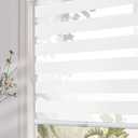 Persilux Cordless Zebra Blinds for Windows (34" W x 72" H, White) with Upgraded Cassette Light Filtering Dual Layers Sheer Roller Blinds Energy Saving Shades for Office and Home