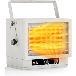 Electric Garage Heater for Indoor Use - 5000W, 240V Wall/Ceiling/Floor Mounted Shop Heater, Dual Overheat Protection & 3 Adjustable Angles, Industrial Heavy-Duty Heaters for Workshop, Warehouse (White)