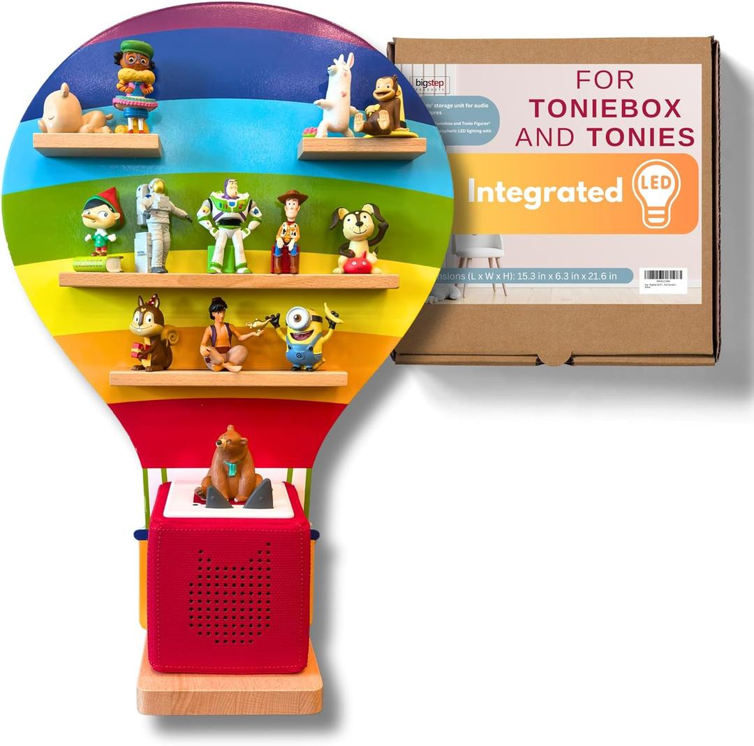 BigStep Large LED Magnetic Shelf Balloon Compatible with Toniebox and Tonie Characters - Hang on Wall or Use Free Standing - Comparable to Tonie Shelf