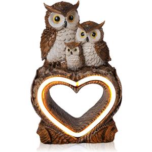 Solar Garden Decor Statues 7" Resin Solar Owl Waterproof Garden Owl Decor for Outside Yard Patio Porch Decoration Gift for Mom Grandma