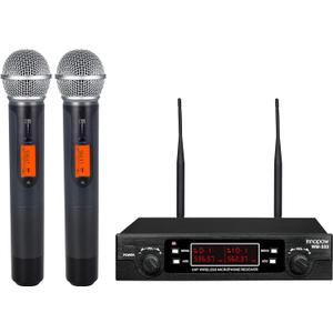 200-Channel Wireless Microphones System, Dual UHF Metal Cordless Mic Set, Auto Scan, Long Range 200-240Ft,16 Hours Use for Karaoke Singing, Church, 2022 Version(WM333)