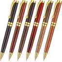 Yeaqee 6 Pcs Luxury Wood Ballpoint Pens 1.0mm Elegant Fancy Wooden Black Ink Pens Christmas Gift for Men Women Employee Teacher Journaling Executive Business