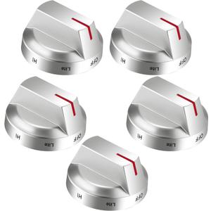 Sikawai DG94-03500A/Z Fit for Samsung Stove Knob, DG94-03500V DG94-03500W- Designed Specifically for Samsung Stove Models: NE63T8111SS NE63T8311SS NE63T8751SS NE63T8711SS (5pcks) (Silver)