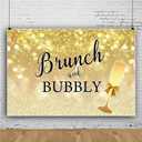 7x5ft Brunch and Bubbly Backdrop Shiny Glitter Golden Spots Sequins Champagne Luxury Elegant Bridal Shower Wedding Party Photography Background Video Shooting Vinyl Studio Props Photobooth