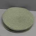 13 Inch Round Woven Placemats Set of 24 Braided Boho Place Mats Straw Non Slip Heat Resistant Mats Rustic Dinner Table Chargers for Wedding Party Home Dining Centerpiece(Sage Green)