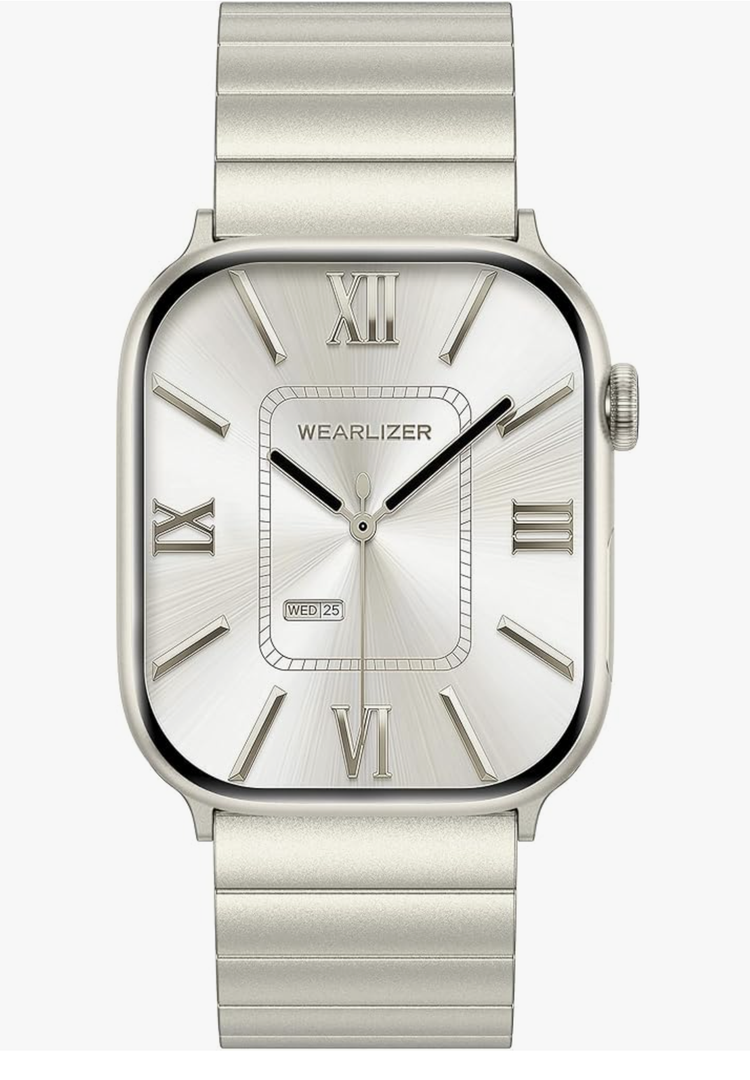 Wearlizer Two Tone Metal Band Compatible with Apple Watch Bands 40/38/41/42/44/45/46/49mm Women Men, Dressy Rectangular Chain Design Durable Stainless Steel Bracelet for iWatch Series 11-1/SE/Ultra