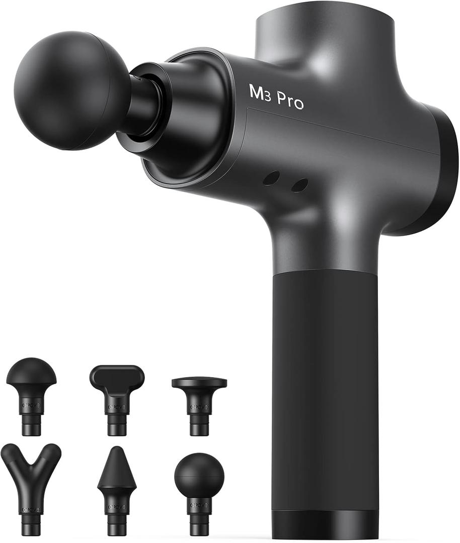 OPOVE Massage Gun Muscle Massager Deep Tissue Percussion Portable Handheld Electric Body Massager Sports Drill Super Quiet Brushless Motor Cordless for Muscle Deep Relaxation, opove M3 Pro Silver