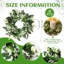 6 Pcs Eucalyptus Candle Ring 4 Inch Center Mini Kitchen Cabinet Wreaths Artificial Small Green Leaves Wreaths Garland Pillar Holder for Home Door Window Farmhouse Wedding Party Table Centerpiece Decor