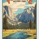 Vintage Yosemite National Park Poster National Park Canvas Wall Art Natural Scenery Travel Prints Painting For Home Bedroom Dorm Living Room Wall Decor 12x16 In Unframed (Multi 10 Unframed)