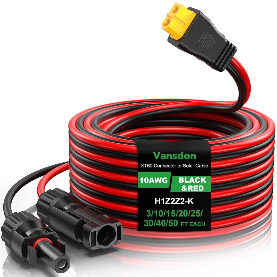 Vansdon 10AWG XT60 Solar Cable- Solar to XT60 Cable 15FT XT60 Charging Adapter for RV Power Station Solar Generator