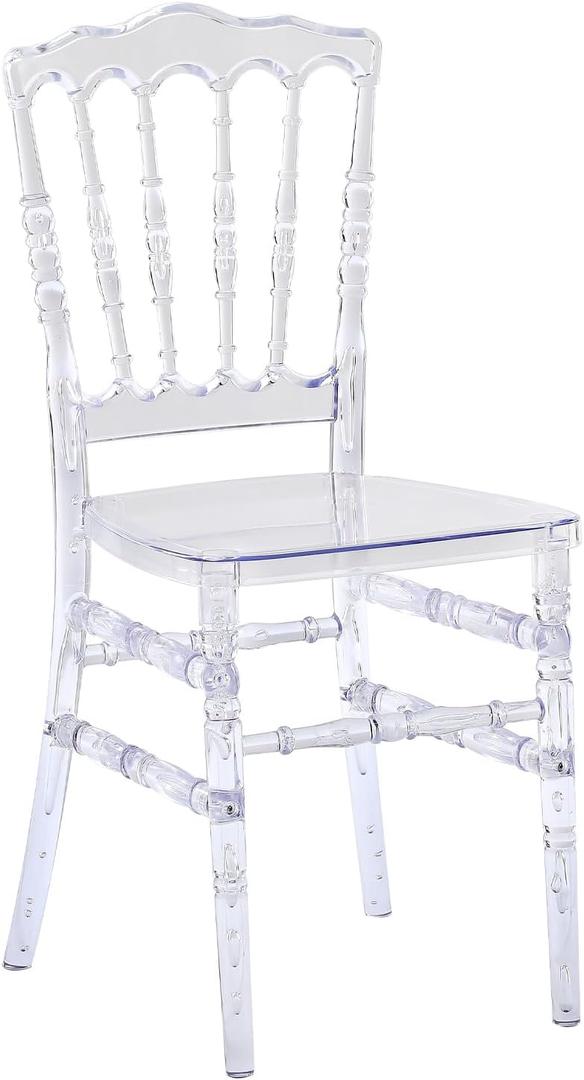 KAIHAOWIN Clear Napoleon Chair- Luxury Acrylic Dining Chairs Transparent Crystal Chair for Wedding Party Events