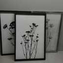 Flower Plant Wall Art Decor 24"x16" Set of 3 Black And White Botanical Painting Wood Framed For Minimalist Bedroom Office Rustic Living Room Abstract Wildflower Sign Hanging (Black)