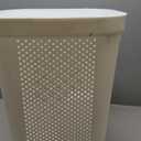 Ultra Wheeled Laundry Hamper with Lid, Suspended basketHandle and Wheels for Easy Rolling of Clothes to and from The Laundry Room, Plastic White