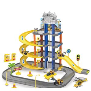 Kids Play Set 4 Floors Diy Assemble Plastic Garage Sliding Track Parking Lot Engineering Car Track Toys