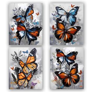 ZOQIPQO Colorful Butterfly Pictures Wall Decor,Butterfly Wall Art Canvas,Insect Nature Pictures Artwork Canvas for Bathroom Bedroom Living Room | Living Room | Office,Set of 4(8x10 inch No Frame