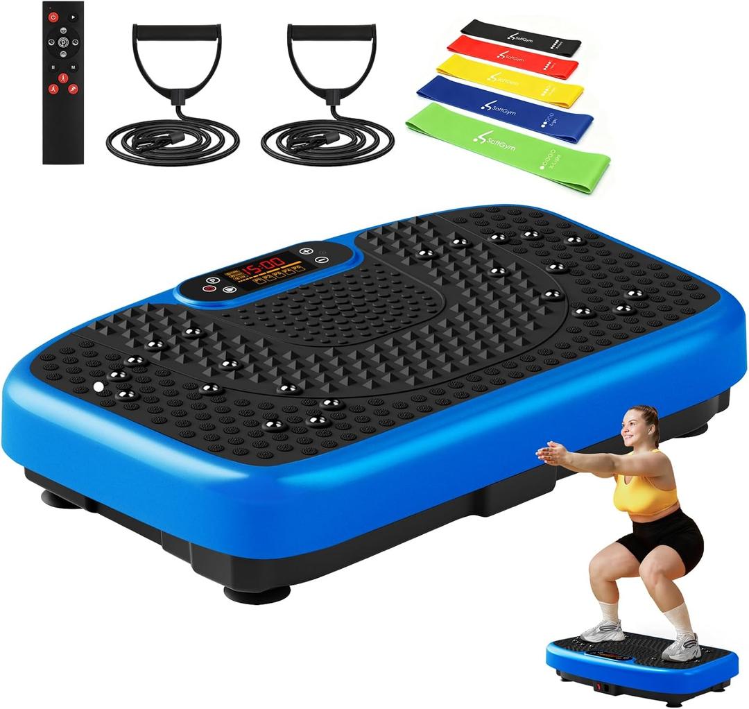 SoftGym Vibration Plate Exercise Machine for Lymphatic Drainage & Fitness
Quiet Heavy Duty 450lbs Capacity Platform, 120 Speeds Shake Machine with Resistance Bands for Home Muscle Activation
