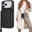 Bocasal Crossbody Wallet Case for iPhone 17 Pro Max, RFID Blocking PU Leather Zipper Handbag Purse Flip Cover, Kickstand Folio Case with Card Slots Holder Wrist Strap Lanyard 5G 6.9 Inch (Black)