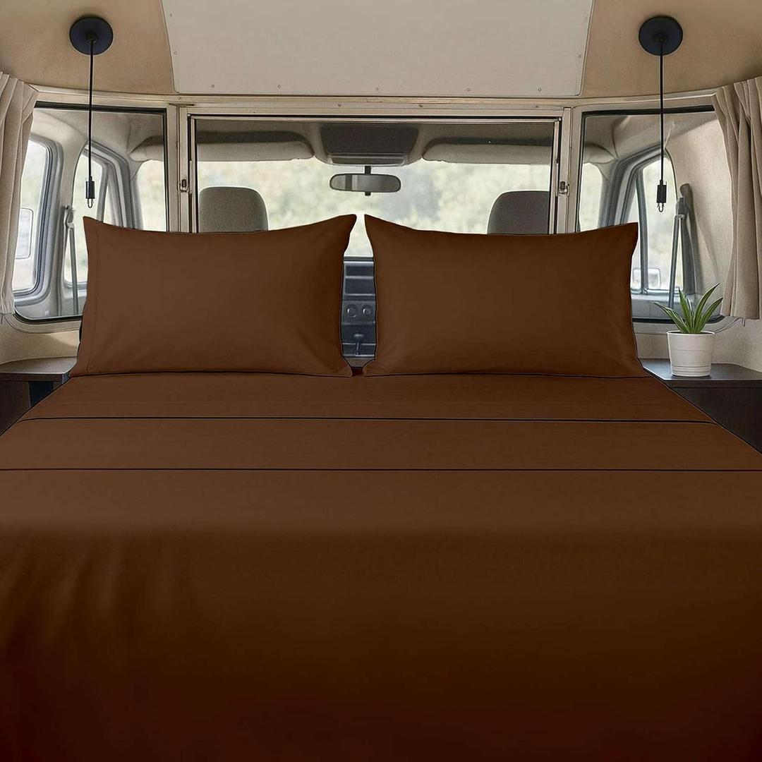 Ready To Rest Twin (38x75) Sheet Set 4 Piece - Chocolate, Deep Pocket Fits 15 Inch Mattress, Brushed Microfiber, Ideal for Home, RV Bunks, Guest Beds & Travel Trailers, Lightweight & Machine Washable
