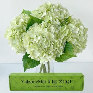 YalzoneMet RUZUQE 3 Pcs 21 in Artificial Light Green Hydrangea Natural Lifelike Real Touch Faux Large Royal Hydrangea for Home Party Outdoor Wedding Decor Table Centerpiece Artificial Flower