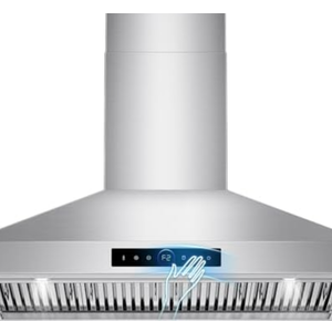 48 inch Range Hood Wall Mount, 1500 CFM with 4-Speed Gesture Sensing & Touch Control, Stainless Steel Ducted Kitchen Stove Vent Hoods with 4 LED Lights, Time Setting, Dishwasher-Safe Baffle Filters