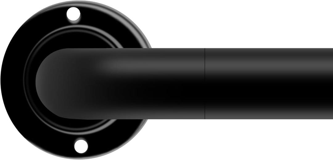 Black Curtain Rods for Windows: 1 Inch Diameter Heavy Duty Adjustable Curtain Rod 48" to 84"（4-7ft), Blackout Wrap Around Room Darkening Drapery Rod for Indoor and Outdoor Black