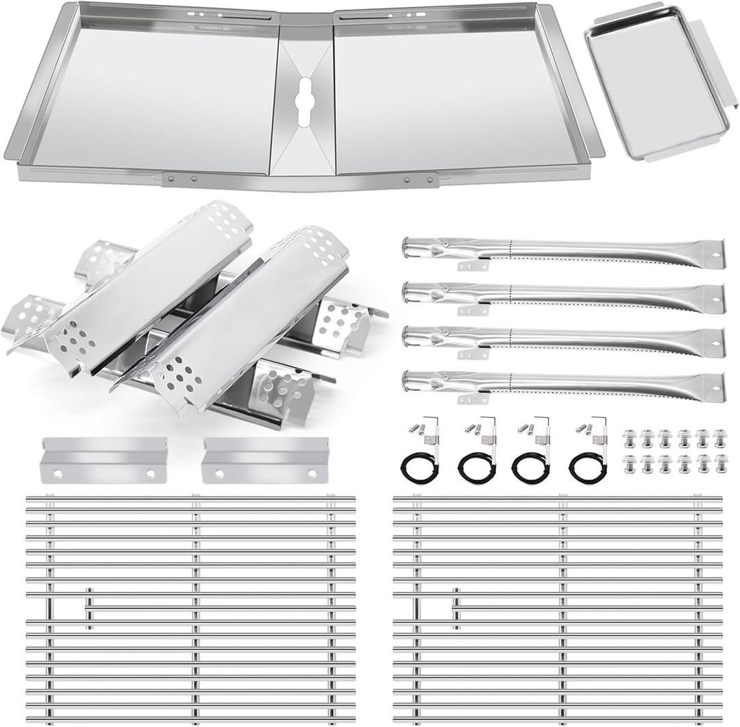 Grill Replacement Parts for Nexgrill 4 Burner 720-0830H, 720-0783E, 24" - 30" Grease Tray, Grill Grates, Burner Tube, Heat Plates and Igniters Kit for Home Depot Nexgrill 720-0830H Replacement Parts