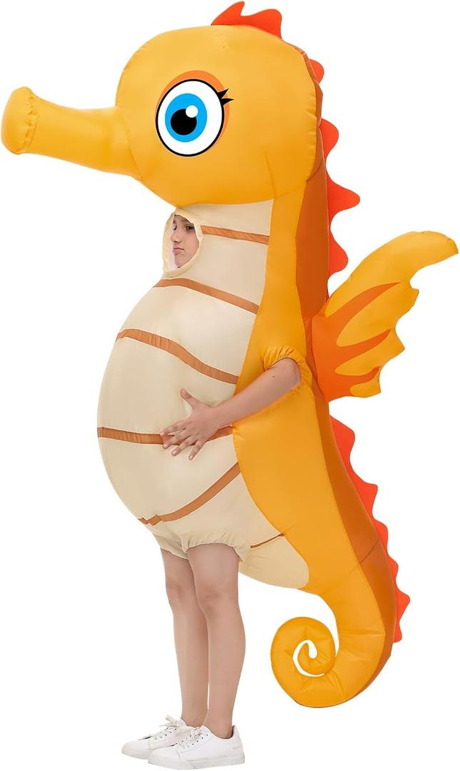 Spinosaurus Inflatable Seahorse Costume for Kids Inflatable Christmas Costume Blow Up Sea Animal Costumes Halloween Blow Up Costumes