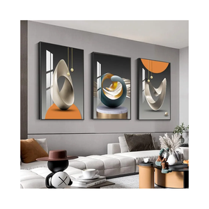 MPLONG Wall Art, Bright Style Framed Wall Art, Abstract Modern Art Shape Pattern White Blue Yellow Grey Wall Art Artfully Matching Living Room Bedroom Office Wall Decor - 24"x 32"x 3 Panels