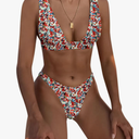 Bathing Suits for Women Deep V Neck Sexy Two Piece Bikini Sets for Women Thong Halter Cheeky Swimsuit Size S/M