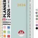 2026 Planner 8.5" x 11", Weekly and Monthly Calendar Planner Book, January 2026 - December 2026, Hardcover Spiral Planner with Monthly Tabs, Notes Pages, Perfect for Women & Men, A4 - Grey Blue