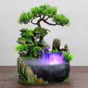 Indoor Tabletop Fountains  Rockery, Water, Waterfall, Plants, Desktop Fountain, atomizing humidifier Fountain, Home Office Desktop Decorations, Automatic Pump with Power Switch