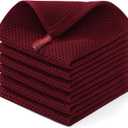 Homaxy 100% Cotton Waffle Weave Kitchen Dish Cloths, Ultra Soft Absorbent Quick Drying Dish Towels, 12 x 12 Inches, 6-Pack, Burgundy
