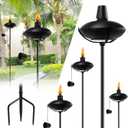 6 Pack Home Garden Torch, Outdoor Metal Torch Garden Dcor,55-Inch Upgraded Citronella Torches with 3-Prong Grounded Stake, Metal Light Torches for Party Patio Pathway (More Stable)