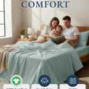 LANE LINEN 100% Organic Cotton Bed Sheets King Size, Soft & Comfy Fully Elasticized Percale Bedding Sheets & Pillowcase Set, Low Pilling Machine Washable All Season King Sheet- French Blue