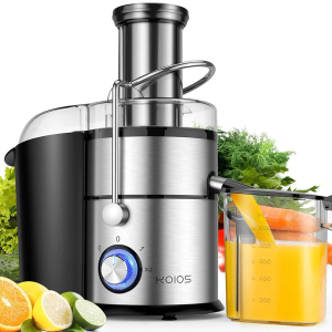 1300W KOIOS Centrifugal Juicer Machines, Juice Extractor with Extra Large 3inch Feed Chute, Full Copper Motor, Titanium-Plated Filter, High Juice Yield, 3 Speeds Mode,Easy to Clean with Brush,Non-BPA
