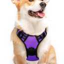 Eagloo Dog Harness Medium Sized Dog, No Pull Service Vest with Reflective Strips and Control Handle, Adjustable and Comfortable for Walking, No Choke Pet Harness with 2 Metal Rings, Purple, Medium