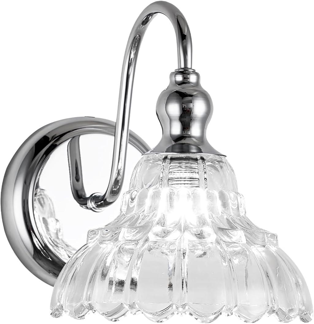 Chrome Wall Sconces Bathroom Vanity Light Light Fixtures Modern Vanity Lighting Fixtures Wall Light for Bedroom Dining Room Bathroom, 1 Light 