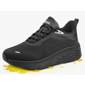 Black Non Slip Work Shoes, Water-Resistant Kitchen & Restaurant Sneakers, Cushioned Thick Midsole for All-Day Standing, Chef & Food Service Footwear, Size: 9.5 Men's