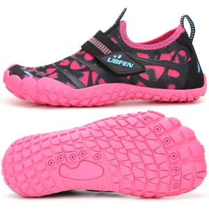 UBFEN Water Shoes for Kids Boys Girls Aqua Socks Barefoot Beach Sports Swim Pool Quick Dry Lightweight Toddler Little Big Kid A Pink, Siz 11.5 Little Kid