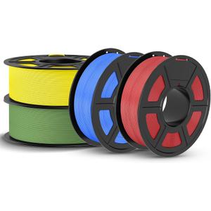 JAYO PLA 3D Printer Filament Bundle 4.4KG, PLA Filament 1.75mm Bulk, Dimensional Accuracy +/- 0.02mm, 4 Pack 1.1kg Spool (Cherry Red,Pri-Yellow,Pri-Cyan,Olive Green)