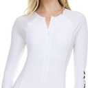 Hurley Long Sleeve Womens One Piece Swimsuits, Swimsuit for Women, Bathing Suit for Women, Swim Suit UPF 50+ SPF UV Protected (XX-Large, White)