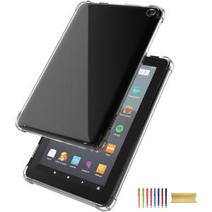 Fire HD 8 Tablet Case 8th 7th 8th Generation 2018/2017/2016, Soft TPU Flexible Transparent Anti-Yellow Shockproof Slim Fit Clear Case Cover for Amazon Kindle Fire HD 8 8" Tablet, Clear