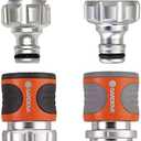 Gardena 39042-M | Heavy Duty 4 Piece Premium Metal Quick Connector Garden Hose Starter Set - Quick Connect Water Fittings and Accessories in Seconds. Includes Male and Female Leak Free adapters