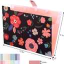 EOOUT 6pcs Expanding File Folders with 5 Pockets, Floral Accordion Folders for Documents, A4 Letter Size Plastic File Organizer with Snap Button for School and Office Supplies